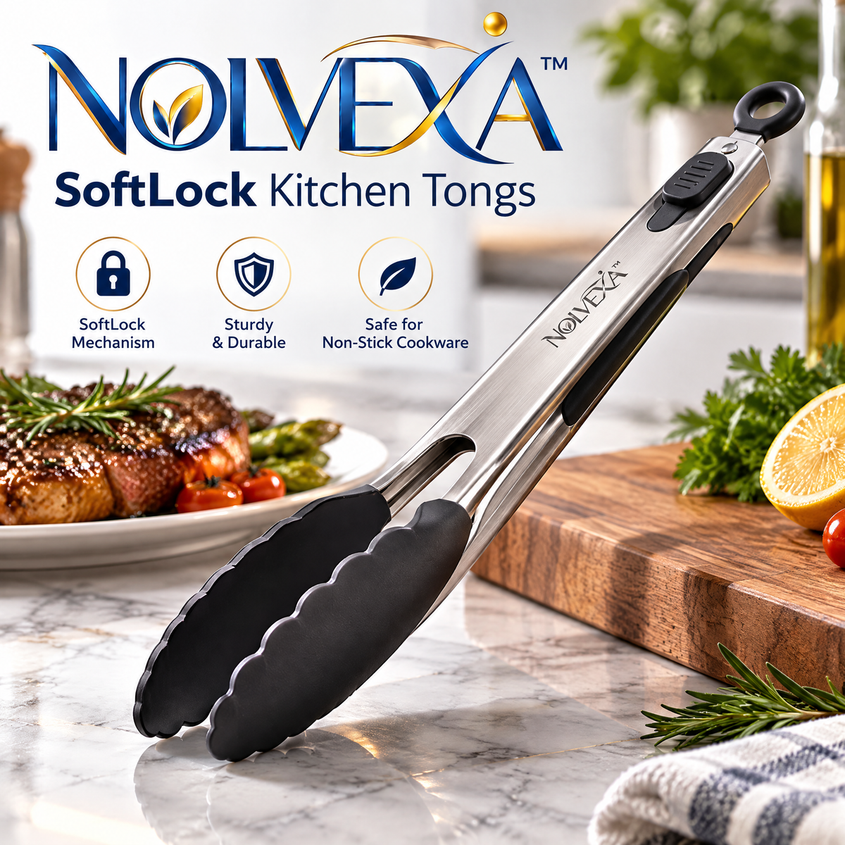 NOLVEXA™ SoftLock Kitchen Tongs